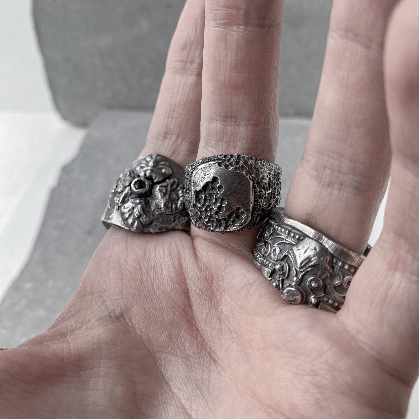 Gorgeous ring- brutal sterling ring with a destroyed pattern Unusual rings Project50g