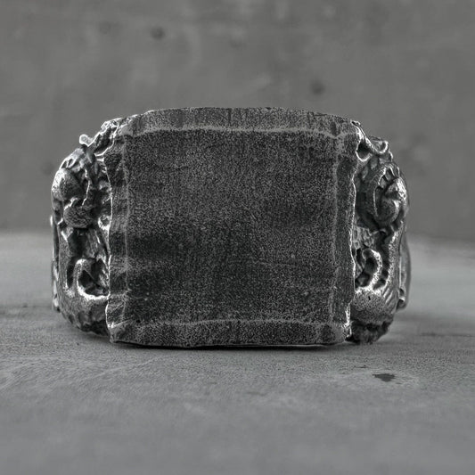 Ruins ring -a wide brutal ring with an with elements of Khmer architecture Unusual rings project50g