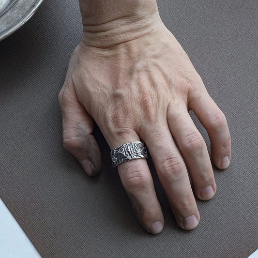 Silver stone ring- very wide band with authentic ornament Band rings Project50g