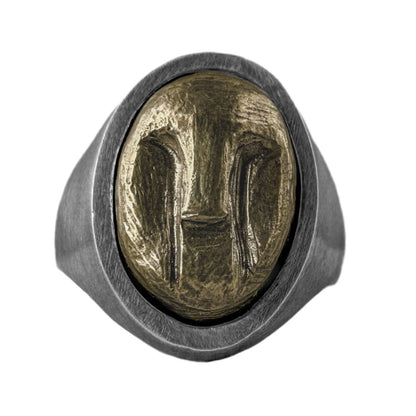 Bronze Mask ring Unusual rings Project50g 