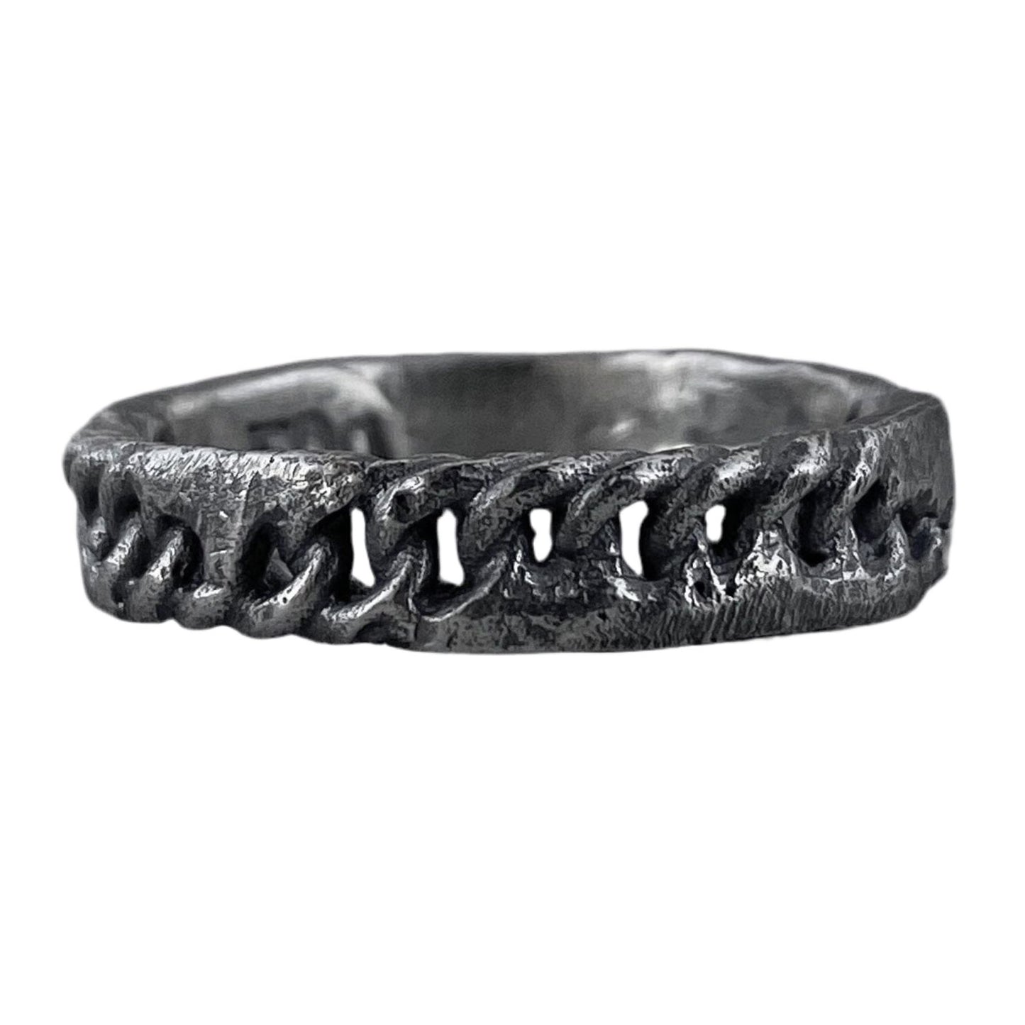Chain ring- texture ring with volcanic oxidation Lightweight rings Project50g 