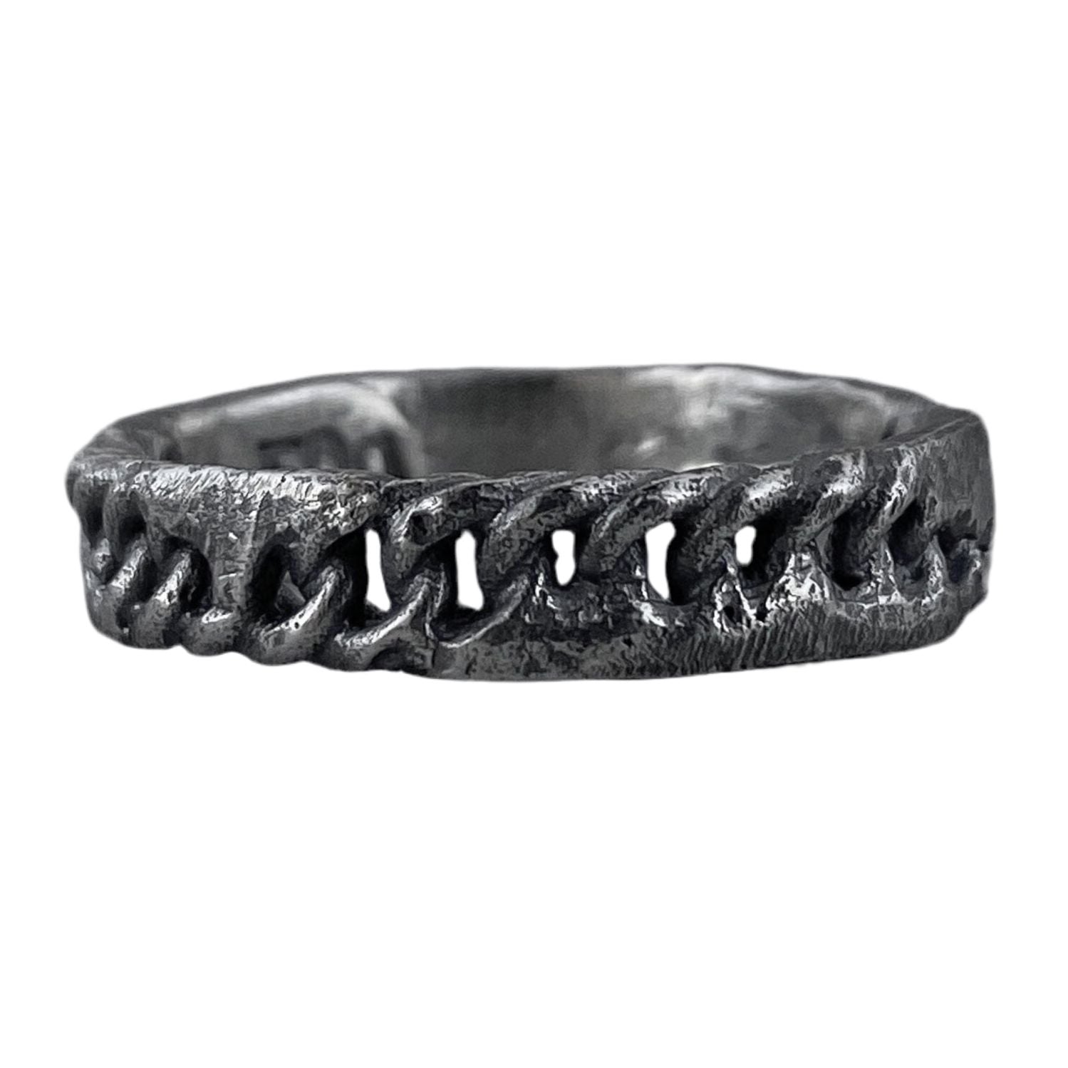 Chain ring- texture ring with volcanic oxidation Lightweight rings Project50g 