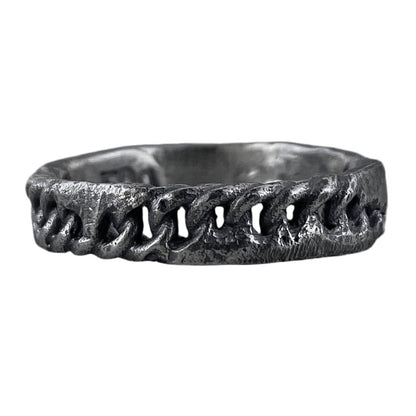 Chain ring- texture ring with volcanic oxidation Lightweight rings Project50g 