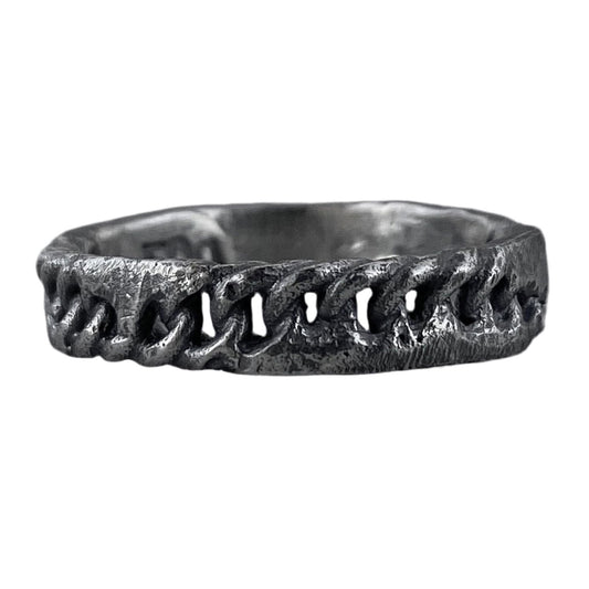 Chain ring- texture ring with volcanic oxidation Lightweight rings Project50g 
