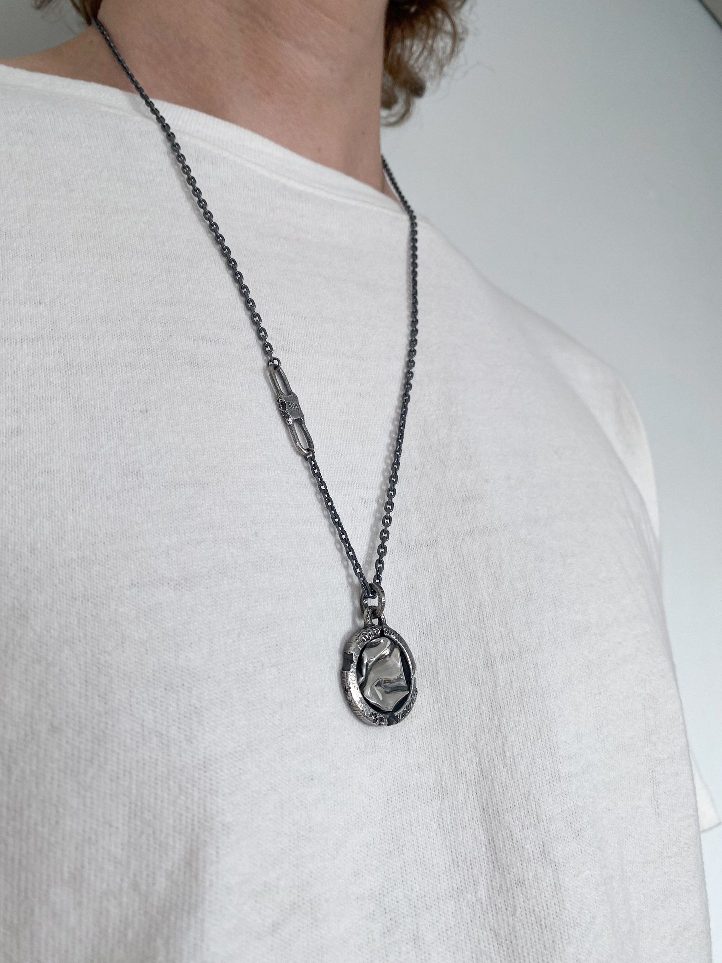 Gate pendant- Round pendant with elements of molten metal and raw stone. Charms & Pendants Project50g 