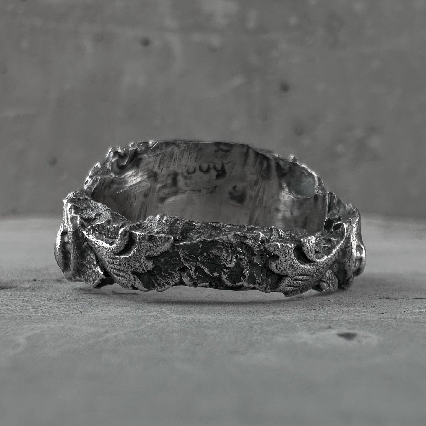 Ruins ring -a wide brutal ring with an with elements of Khmer architecture Unusual rings project50g 