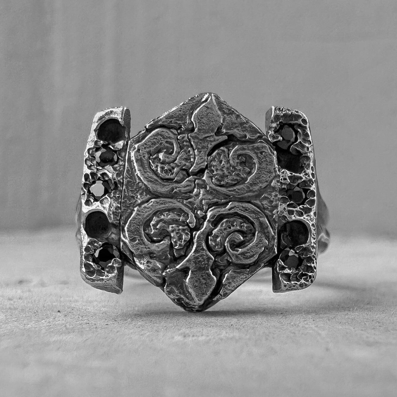 Silver Knight of the East Silver Ring with Volcanic Oxidation Unusual rings project50g 