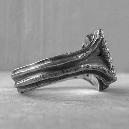 Silver Knight of the East Silver Ring with Volcanic Oxidation Unusual rings project50g 