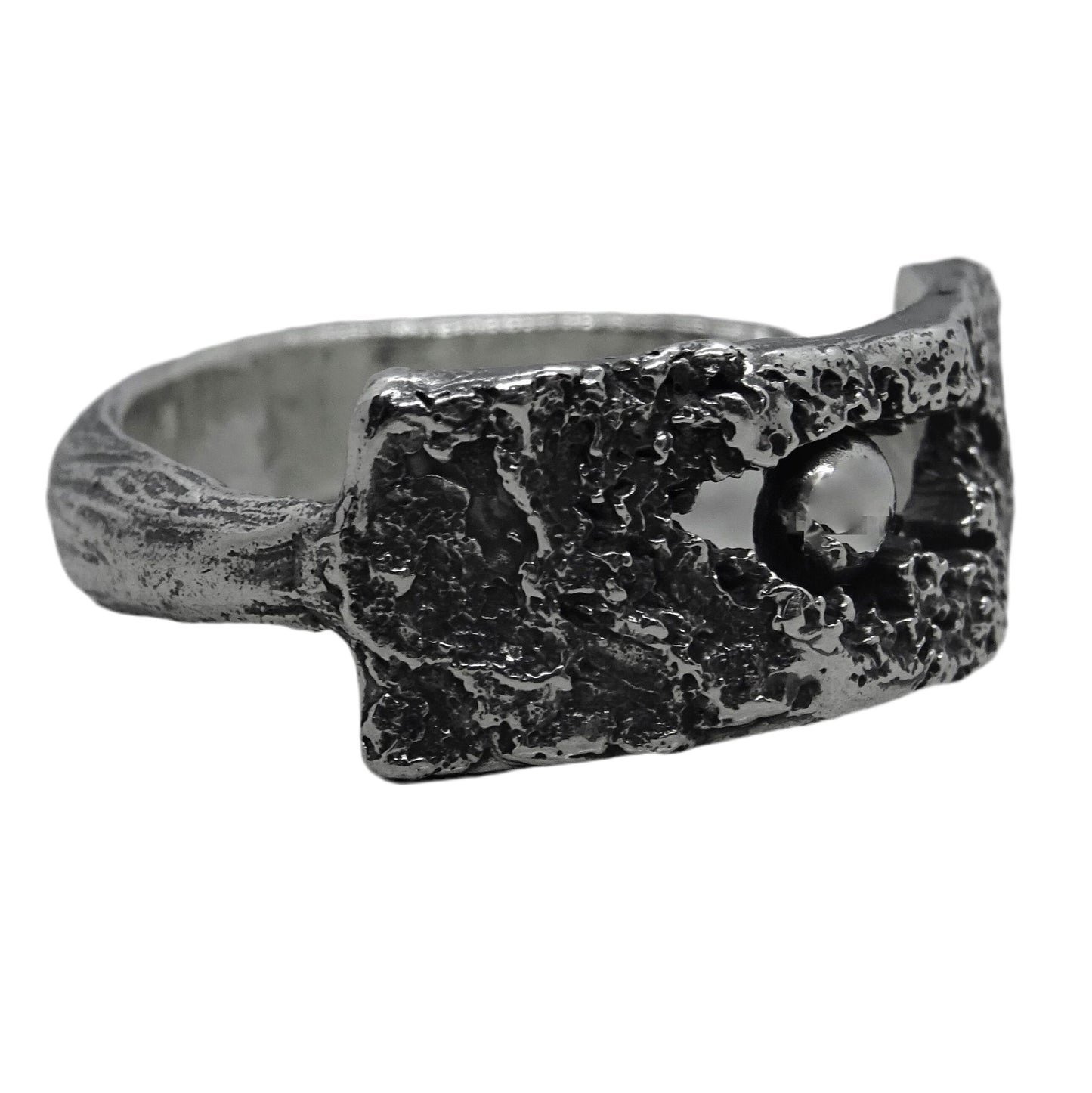 Silver pearl ring- elegant handmade ring with a combination of several textures Lightweight rings Project50g 