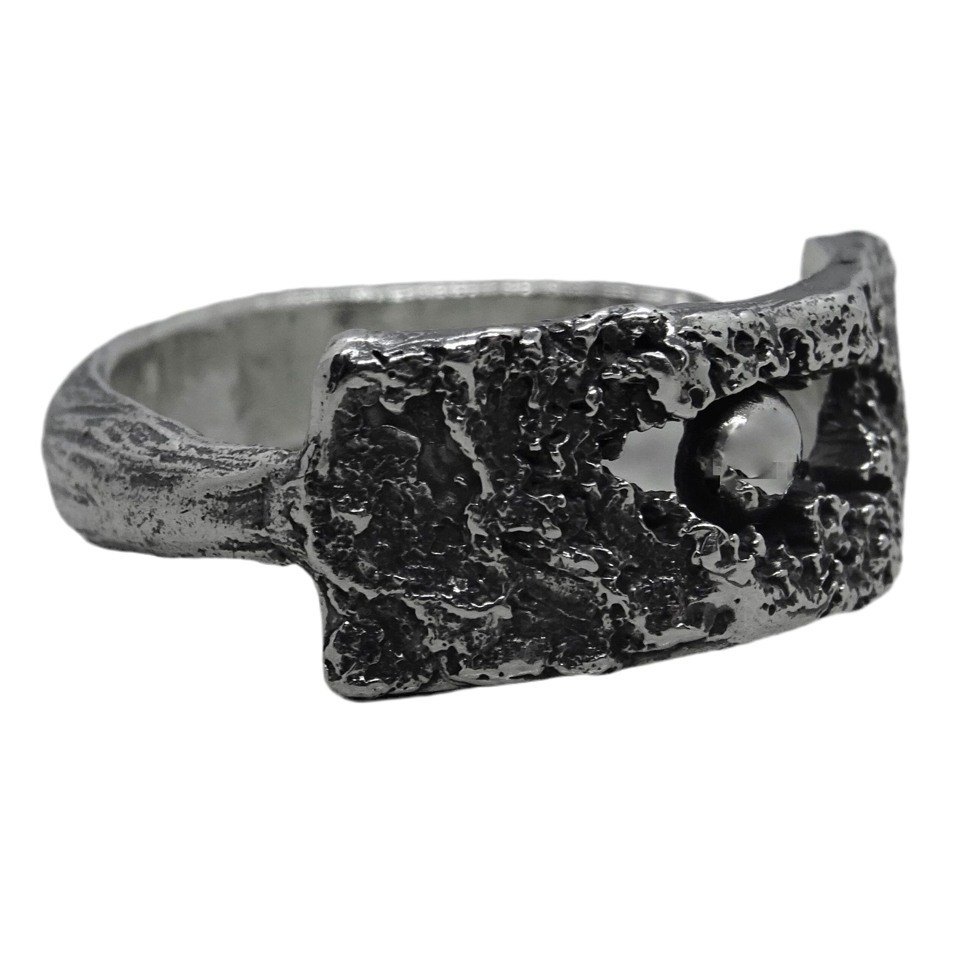 Silver pearl ring- elegant handmade ring with a combination of several textures Lightweight rings Project50g 