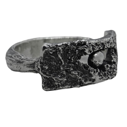 Silver pearl ring- elegant handmade ring with a combination of several textures Lightweight rings Project50g 