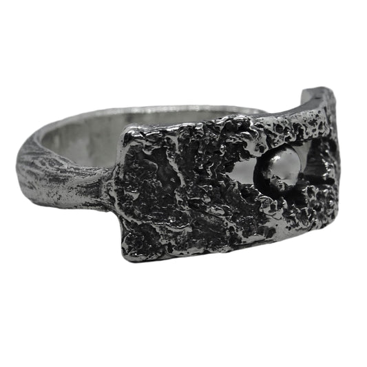 Silver pearl ring- elegant handmade ring with a combination of several textures Lightweight rings Project50g 