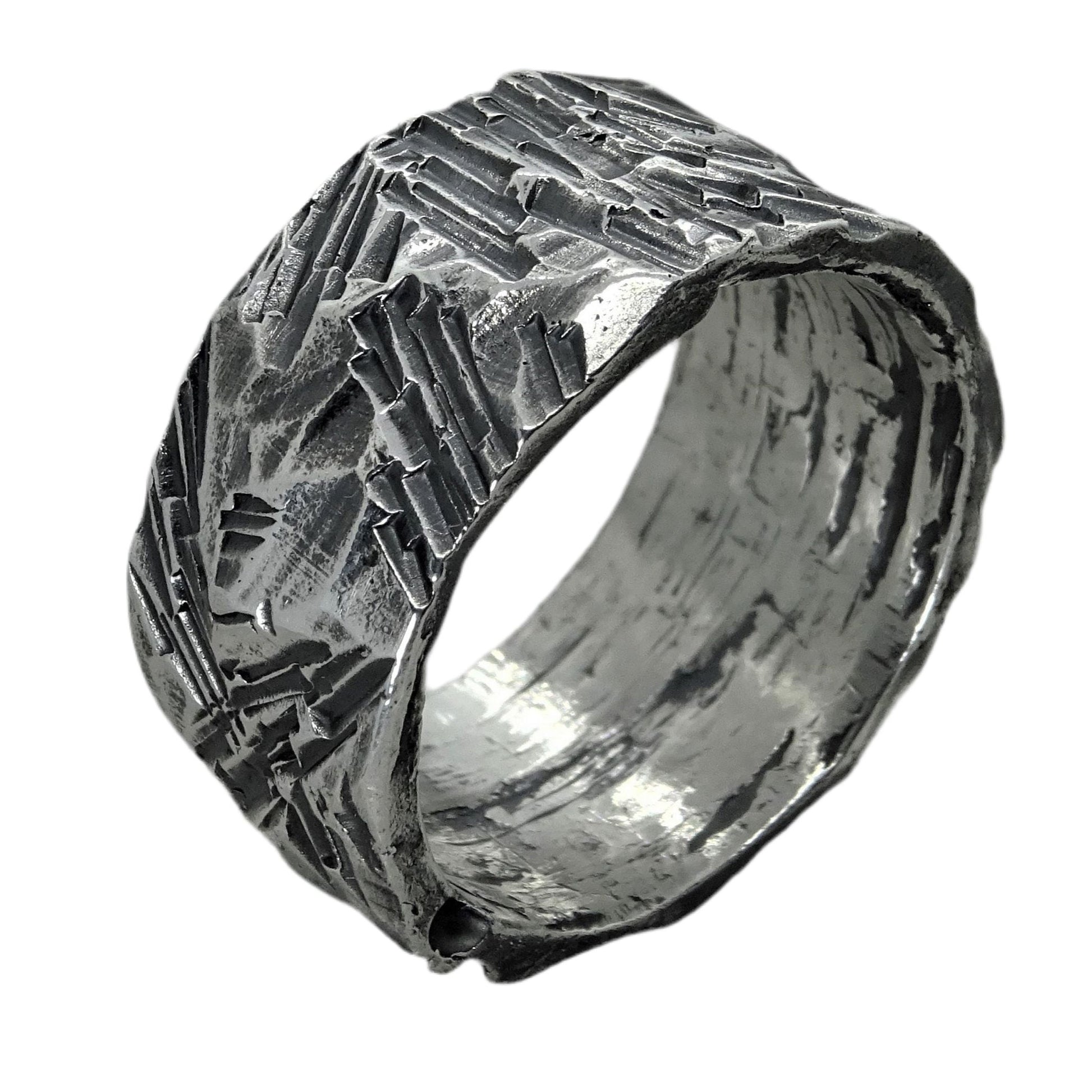 Project50g Silver stone ring- very wide band with authentic