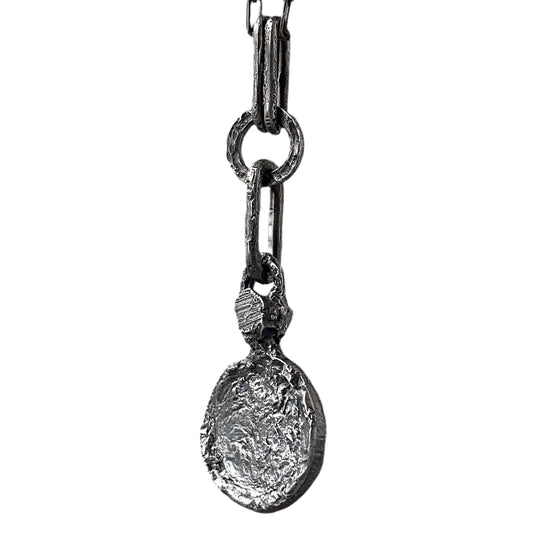 Tempus pendant-textured round pendant with unusual handmade link combination and black chain Charms & Pendants Project50g 