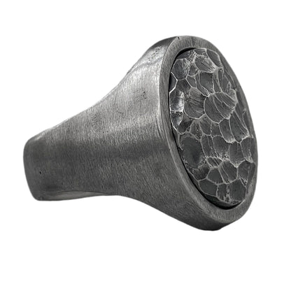 Tide ring- Oval signet ring with water surface texture on top and matte finish on side Unusual rings Project50g 