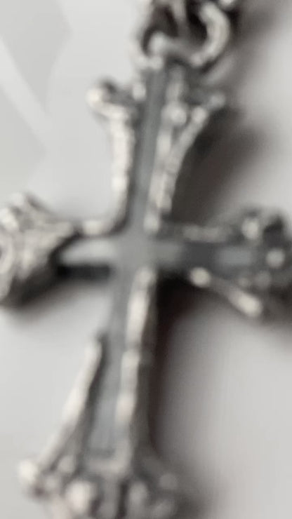 FAITH pendant- Textured men's Cross with anchore black chain