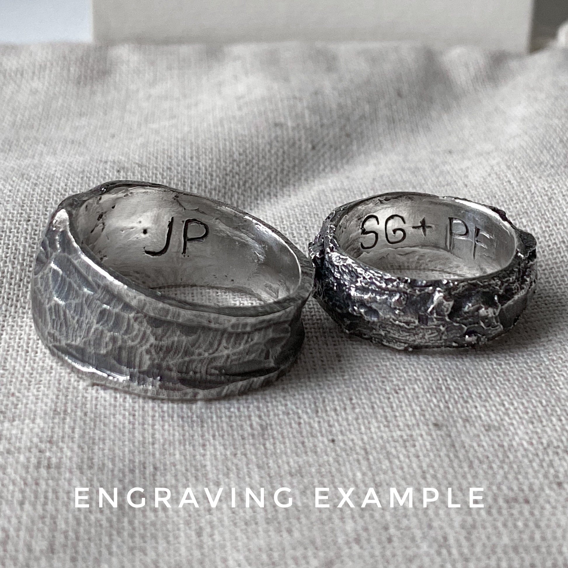 BLACK MANDALA - silver ring with rich stone texture, engraved mandala and black diamond in the center. Textured band ring Rings with patterns Project50g 