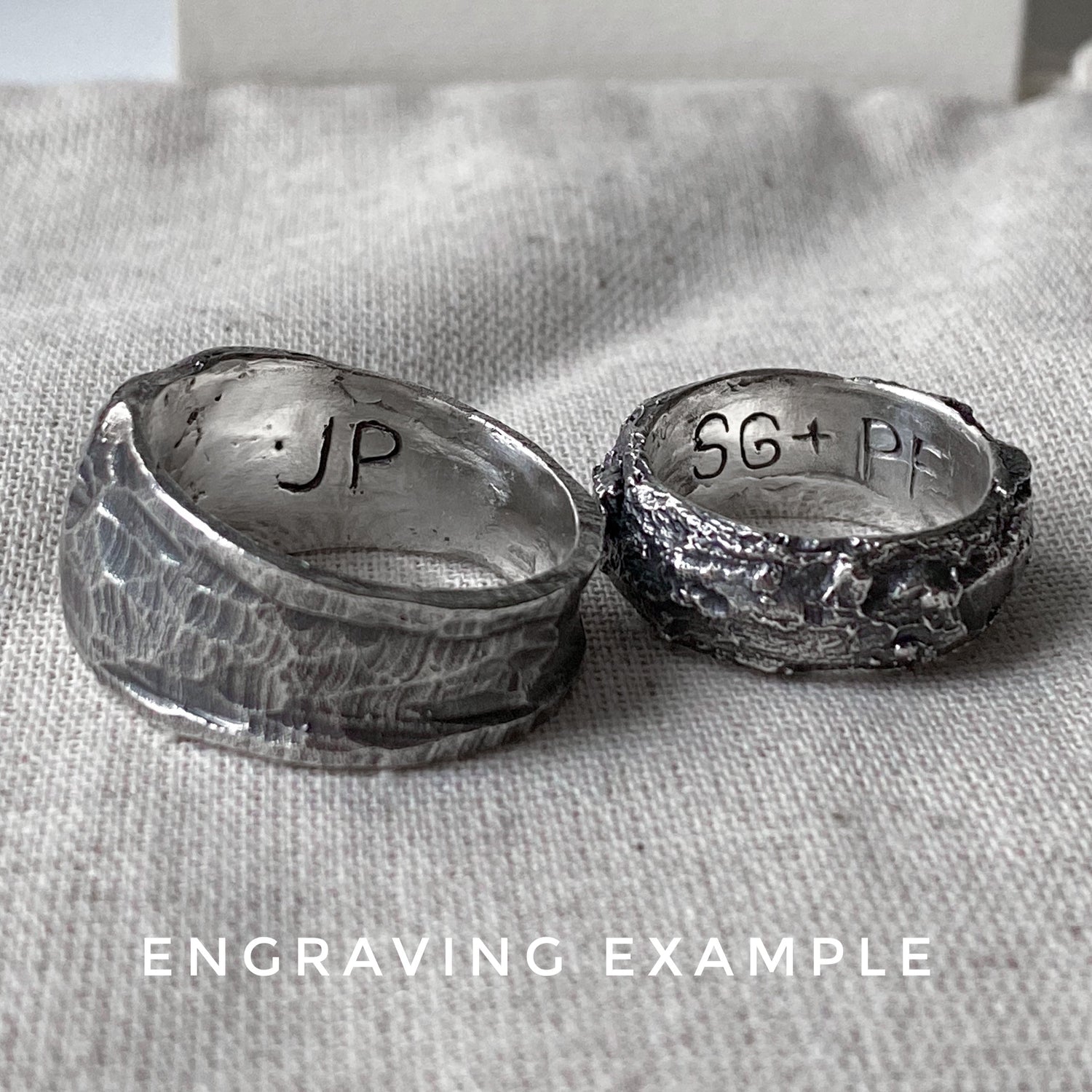 Cascade ring- asymmetrical brutalist signet ring with solid silver texture Signet rings Project50g 