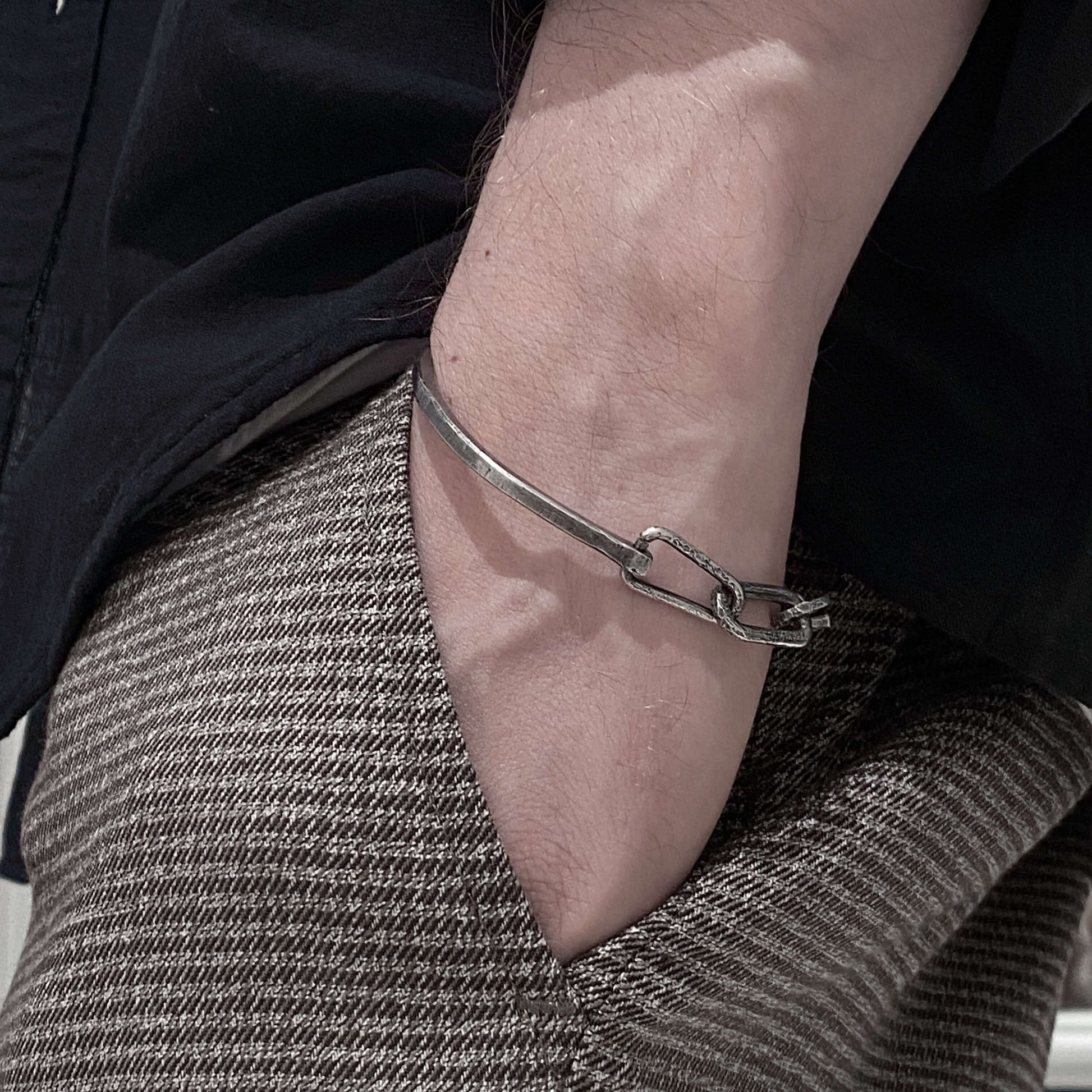 Project50g  Chain bracelet- Сhunky silver cuff bracelet with unusual  texture – project50g