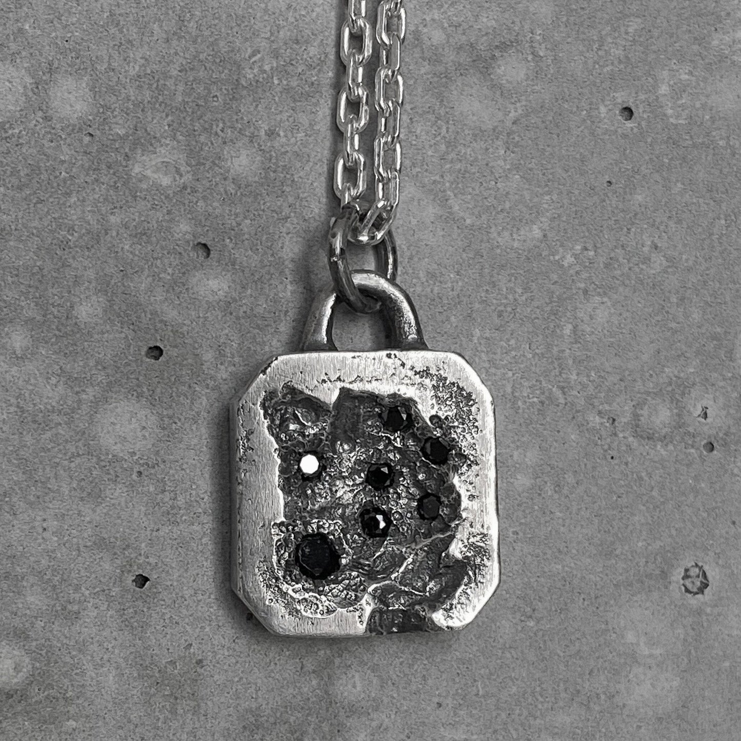 Cube pendant with seven black diamonds and chain Charms & Pendants Project50g 