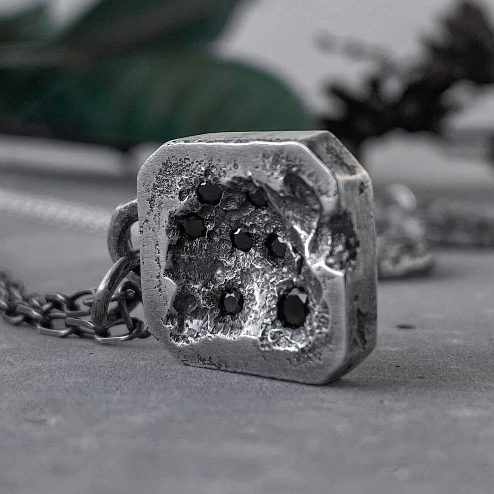 Cube pendant with seven black diamonds and chain Charms & Pendants Project50g 