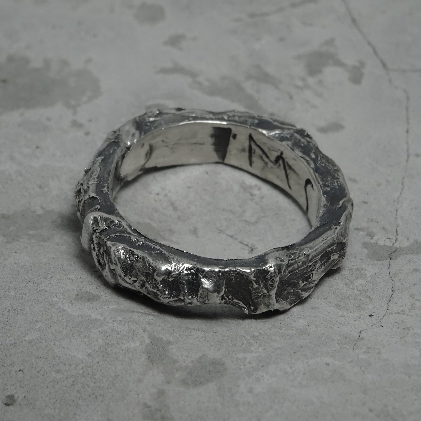 Disk ring- ring with a stone texture Band rings Project50g 