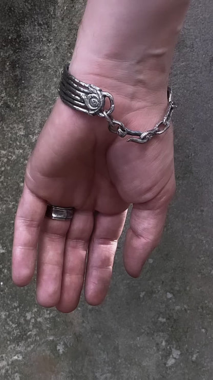 Bracelet voie lactée - Bracelet manchette en argent Сhunky avec une texture inhabituelle