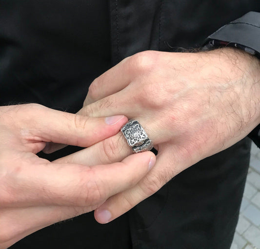 Eastern ring- unusual textures ring with cracks and oriental pattern Rings with cracks and patterns Project50g
