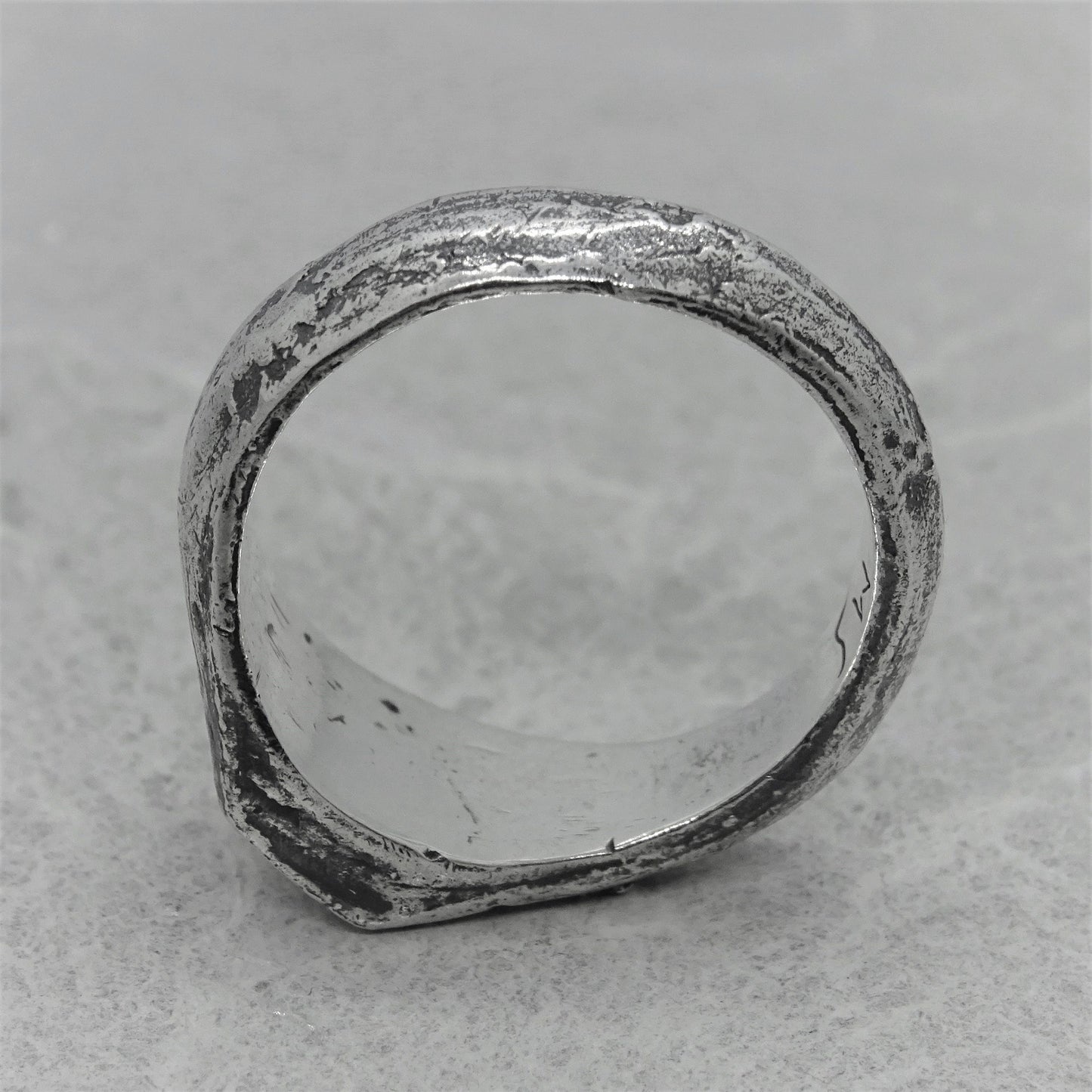 Facets Ring- asymmetric ring with a soft texture and volcanic oxidation Lightweight rings Project50g 