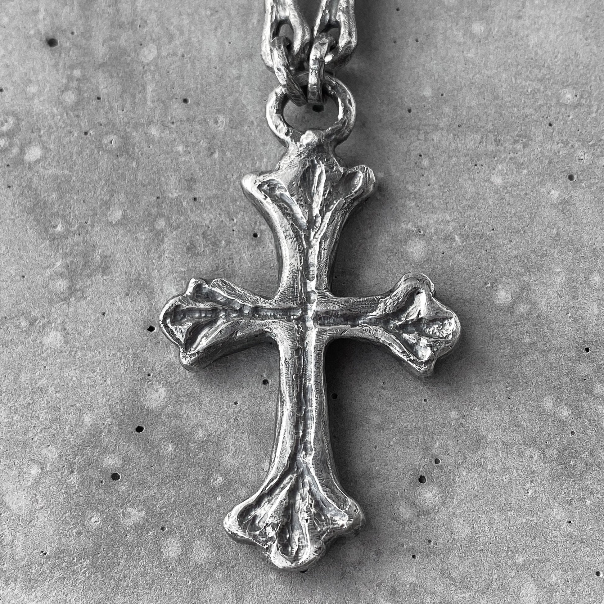 FAITH pendant- Textured men's Cross with anchore black chain Charms & Pendants Project50g 