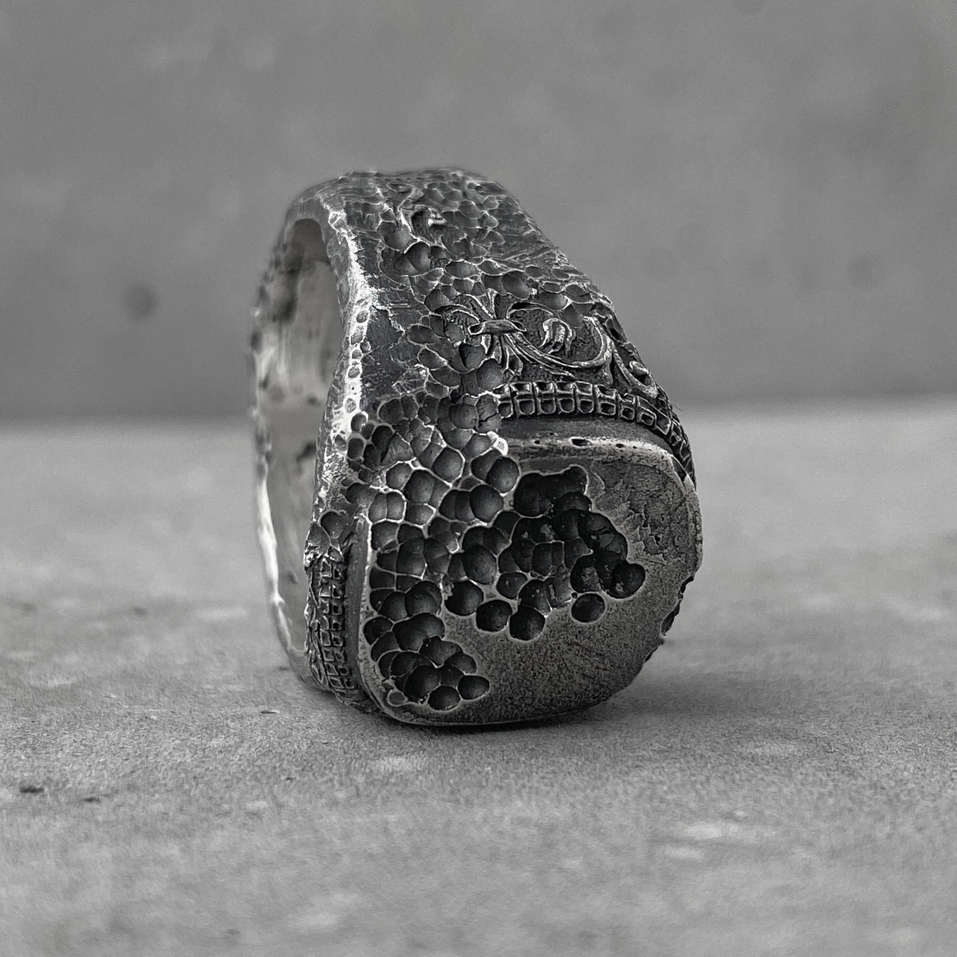Gorgeous ring- brutal sterling ring with a destroyed pattern Unusual rings Project50g 