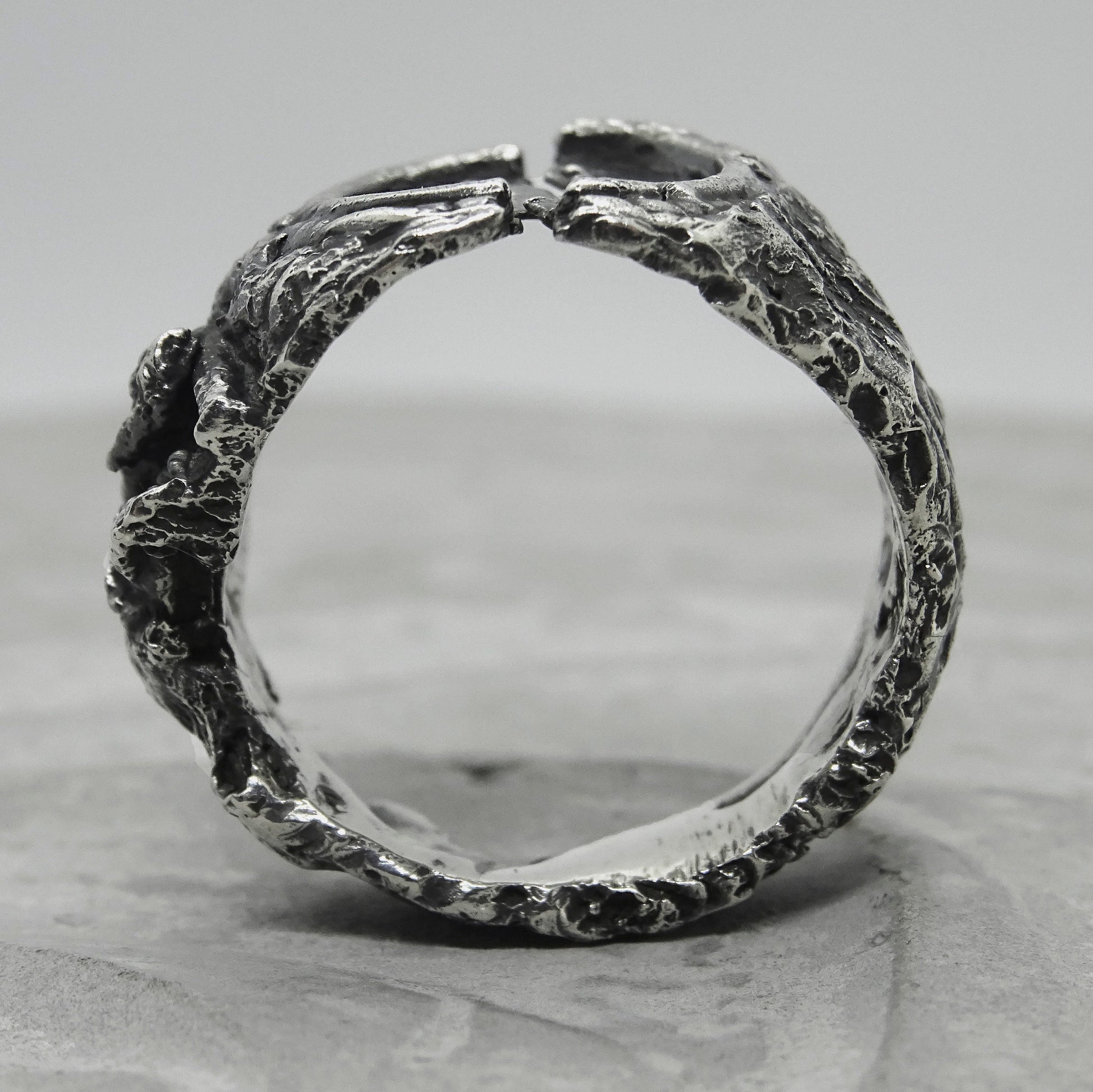 History ring- unusual open ring with a unique texture and blurry pattern Unusual rings Project50g 