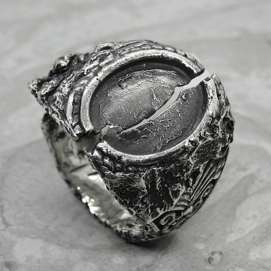 History ring- unusual open ring with a unique texture and blurry pattern Unusual rings Project50g 