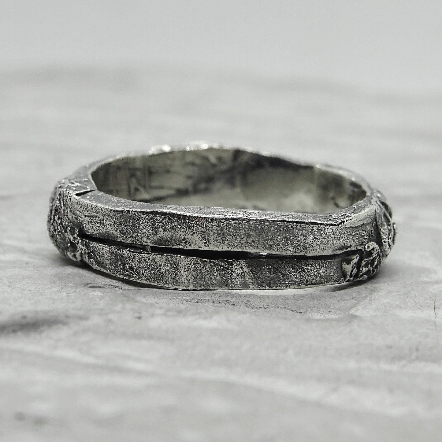 MANDALA Ring-molten silver ring with a rich structure, cool engagement ring,Space ring Galaxy ring Gift for men texture nature,textured band Rings with patterns Project50g 