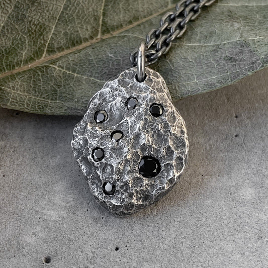 Meteor pendant with seven black diamonds and chain Charms & Pendants Project50g 