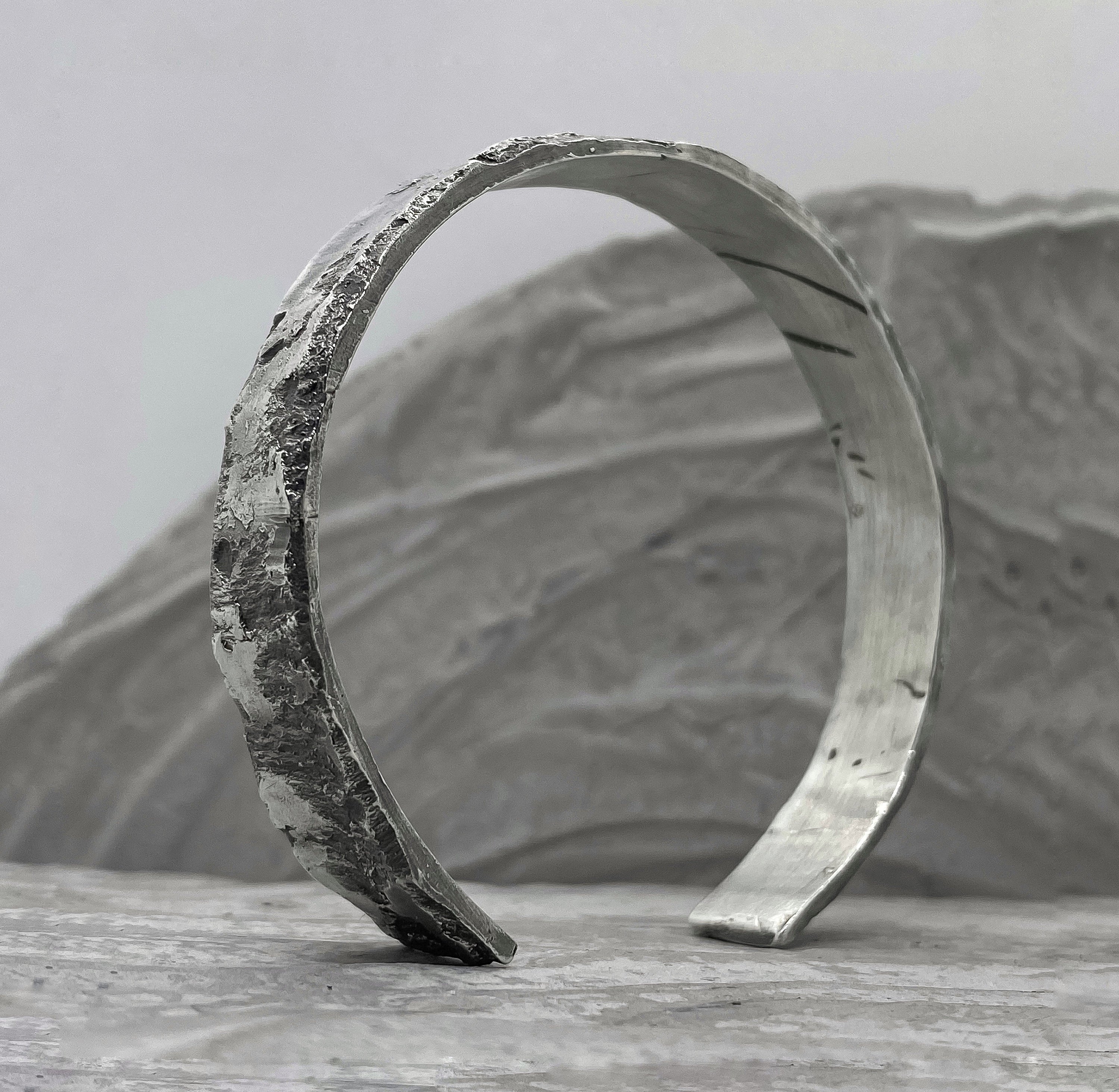 Milky way bangle- Сhunky silver cuff bracelet with unusual texture