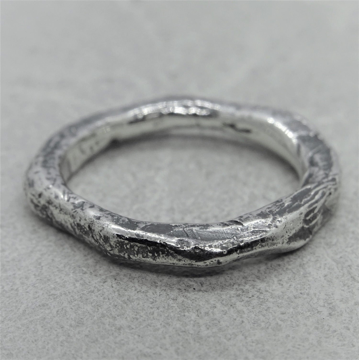 Mono ring- simple minimalist ring with soft scratched texture Lightweight rings Project50g 