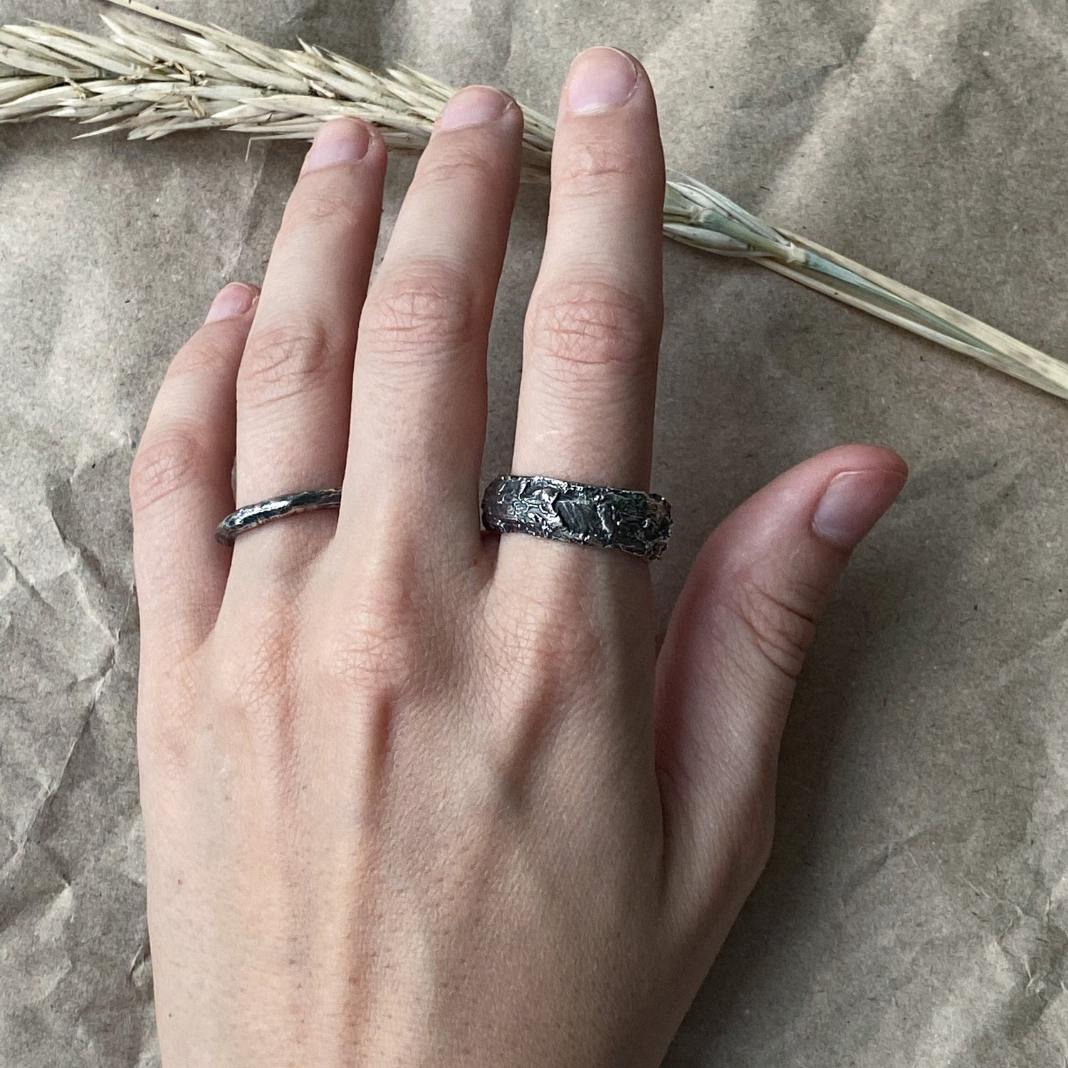 Mono ring- simple minimalist ring with soft scratched texture Lightweight rings Project50g 