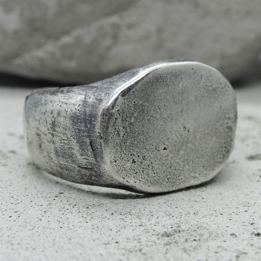 Old mirror ring- open oval ring with matte texture Open rings Project50g 