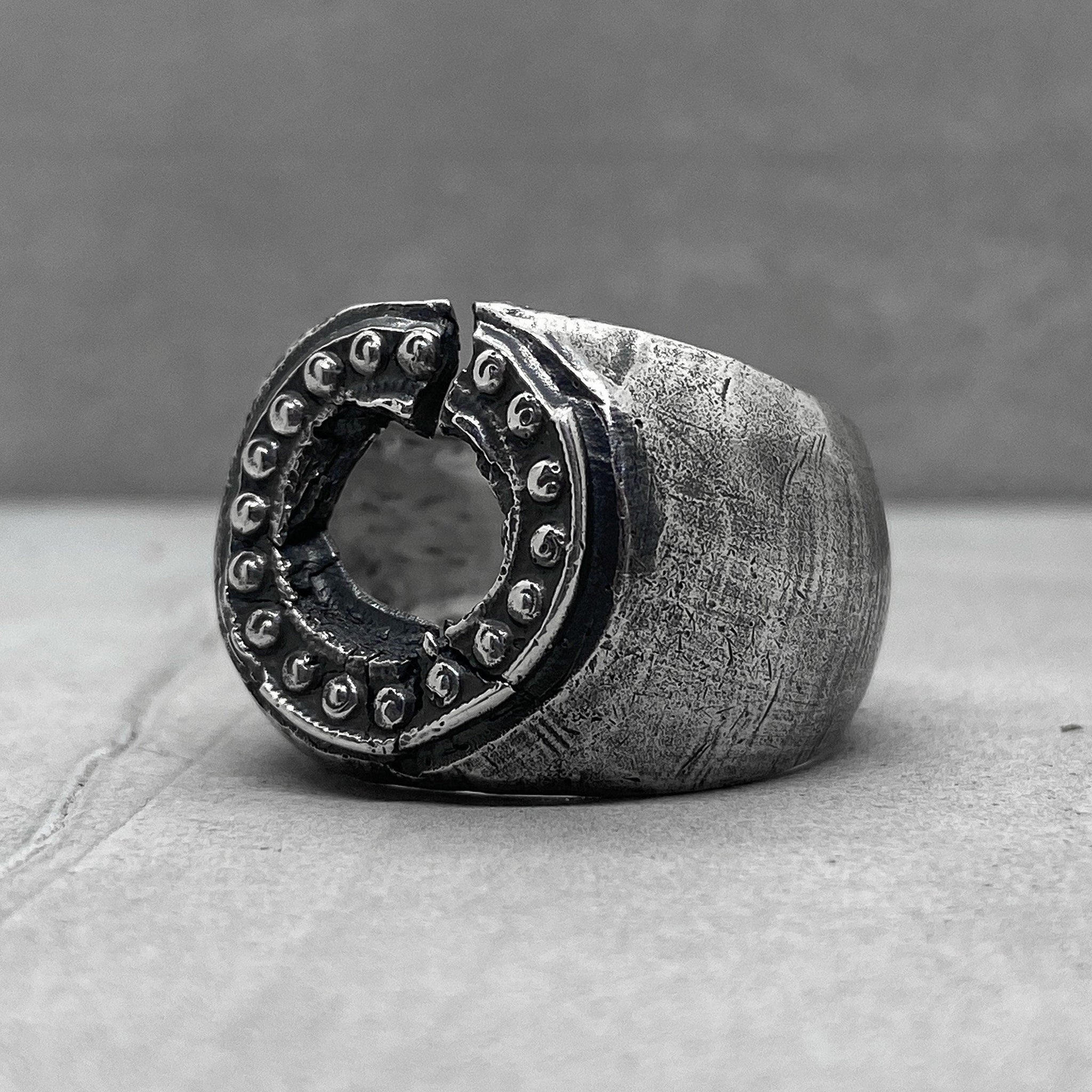 Project50g | PORTAL RING - unusual round signet ring with a crack and a ...