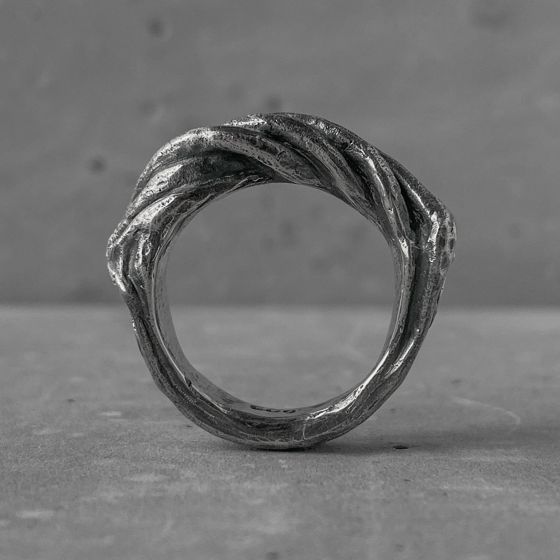 Roman ring- silver ring with antique motifs of unusual shape and harp pattern Unusual rings Project50g 