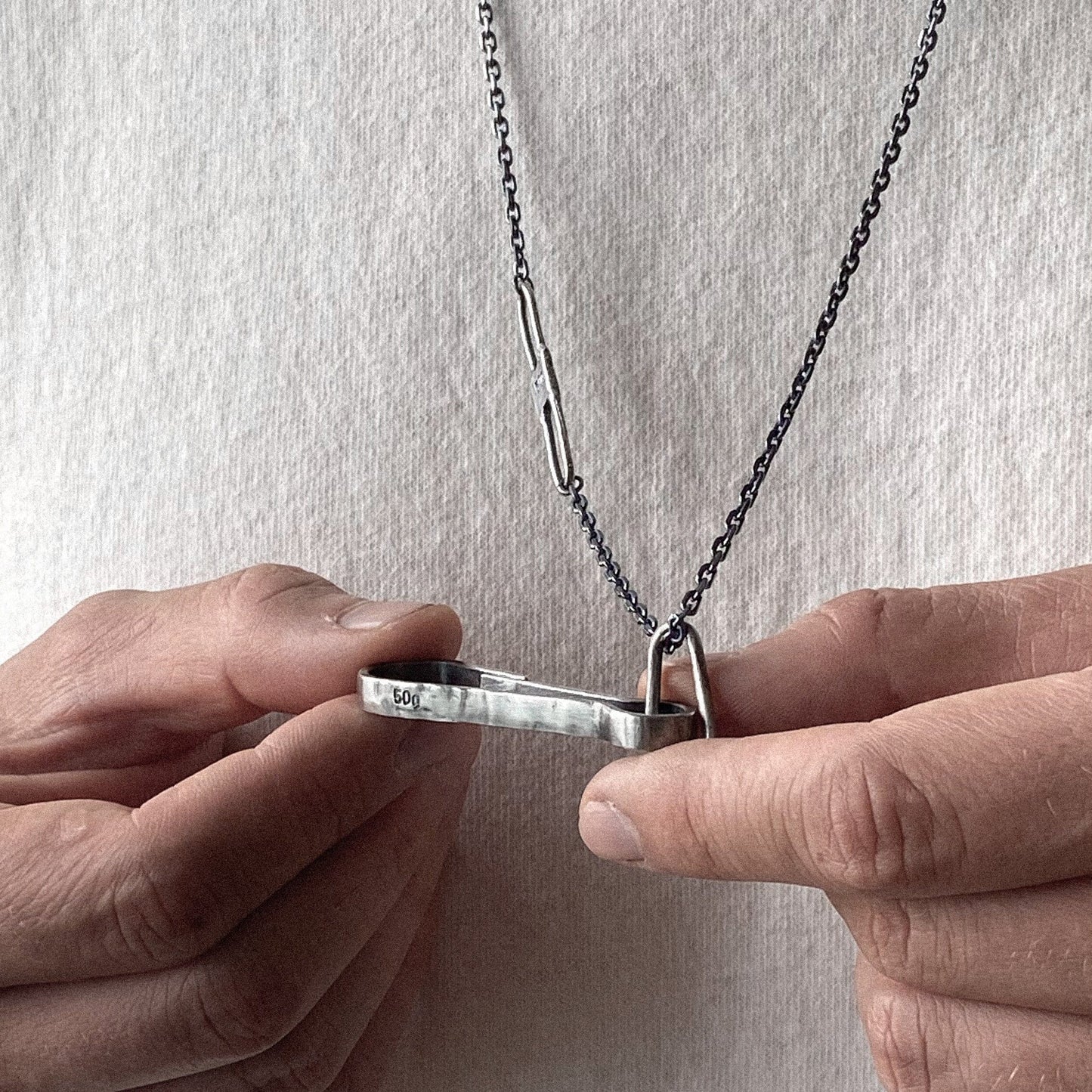 Sterling carbine pendant-brutalist silver pendant with artisan black chain Charms & Pendants Project50g 