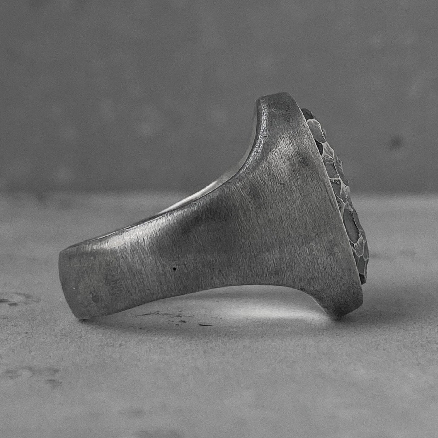 Tide ring- Oval signet ring with water surface texture on top and matte finish on side Unusual rings Project50g 