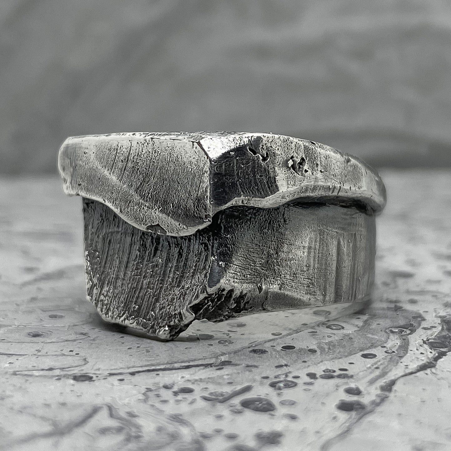 Union ring -massive ring with a combination of two shapes and textures Unusual rings Project50g 