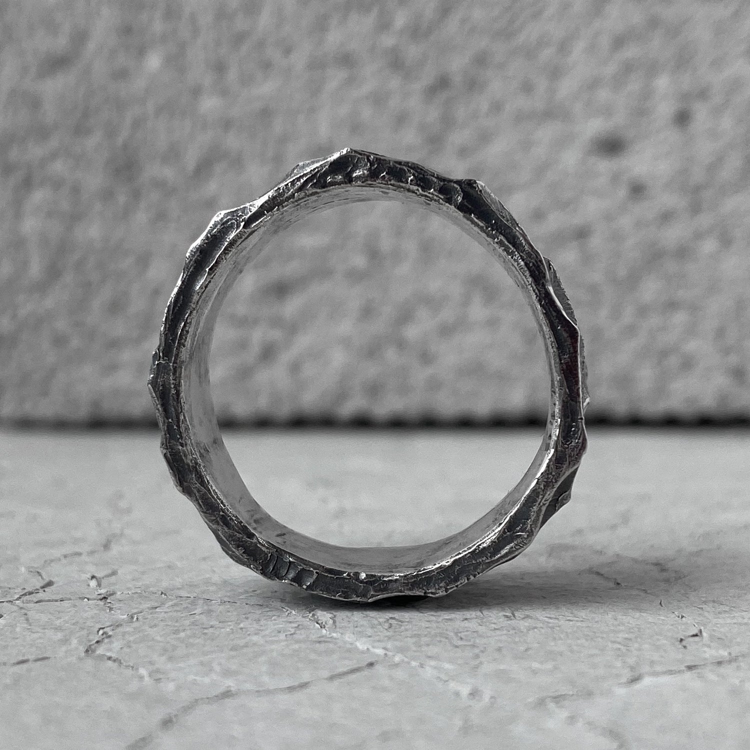 WAVE ring- wide band ring annular strip with a texture resembling surging waves on the surface Band rings Project50g 