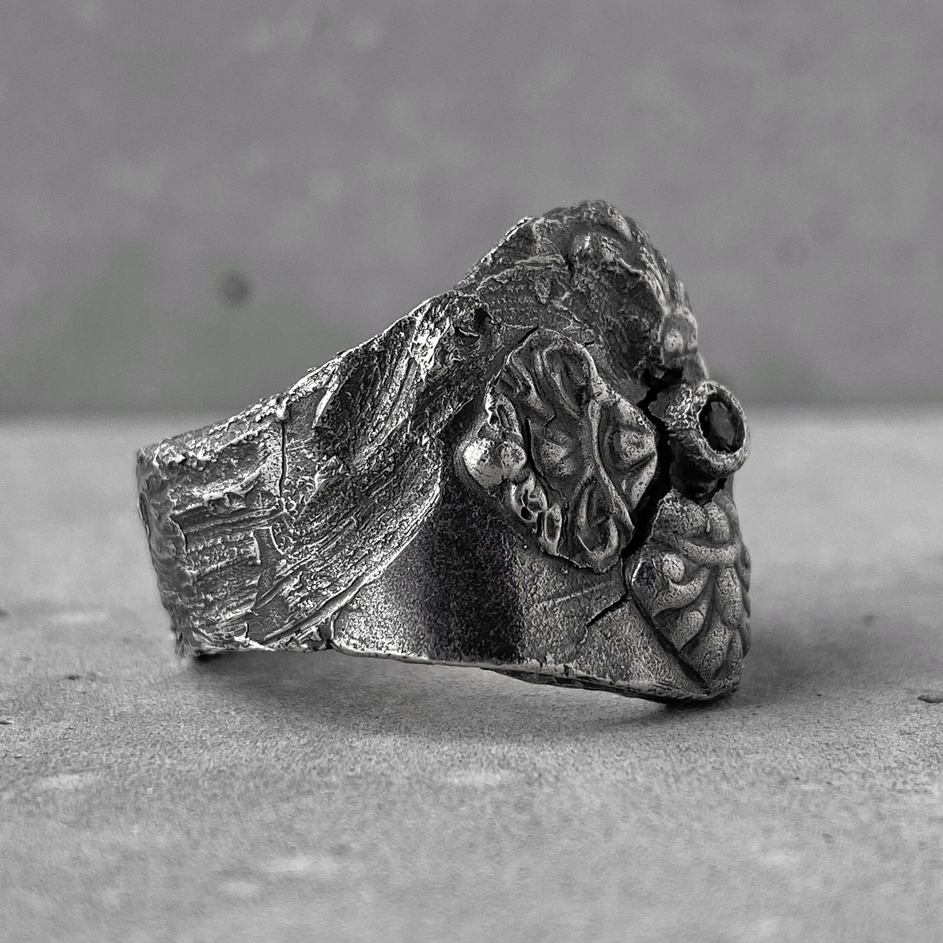 Zeus ring- filigree black diamond massive ring for men Black diamonds rings Project50g 